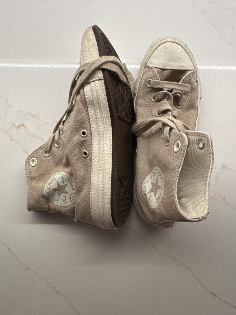 Converse High Top Sneakers in Beige and Cream
